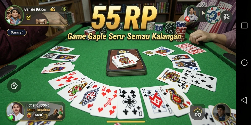 Tampilan seru dari gameplay Gaple di 55RP.