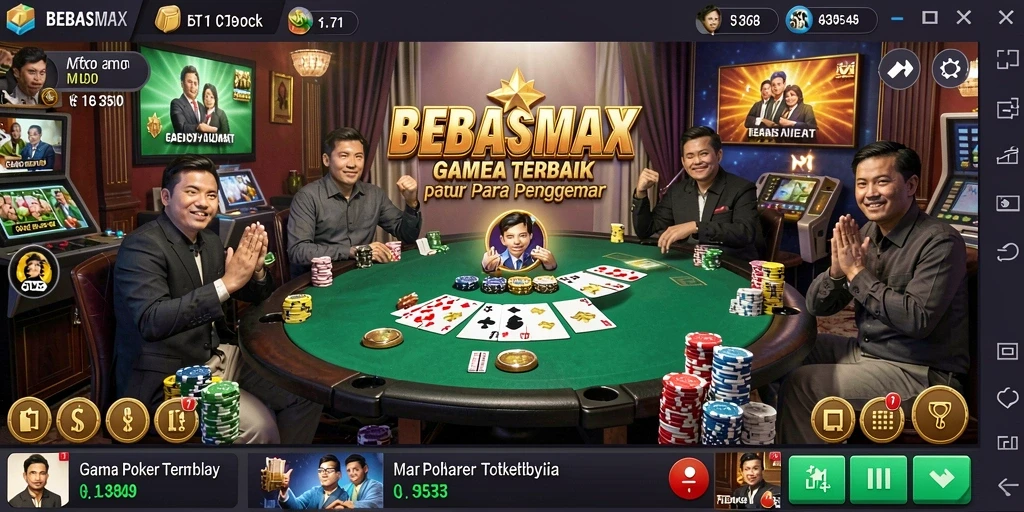 Tampilan gameplay seru di BEBASMAX dengan suasana poker yang mendebarkan.