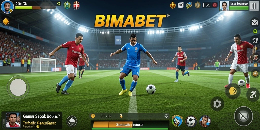 Tampilan gameplay <strong>BIMABET</strong> yang mendebarkan dengan aksi sepak bola intens.