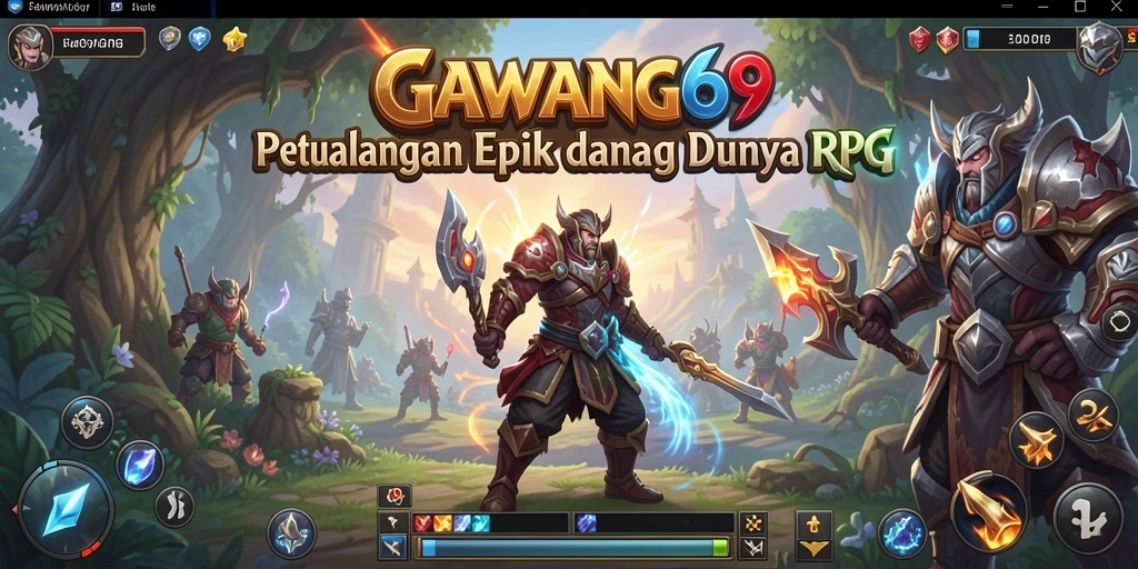Tampilan screenshot GAWANG69 menampilkan aksi seru dalam pertempuran RPG.