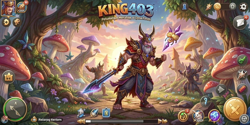 Gameplay KING403 menampilkan petualangan di dunia fantasi yang luas.