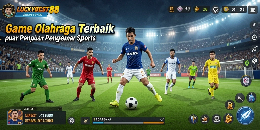 Screenshot utama LUCKYBEST88 menampilkan aksi mendebarkan di arena olahraga.