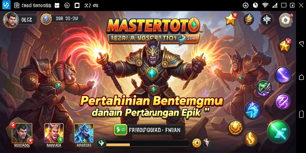 Tampilan gameplay seru di MASTERTOTO dengan menara pertahanan.