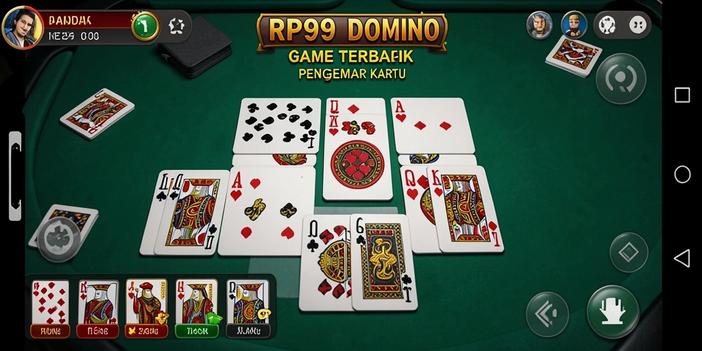 Tampilan gameplay seru dalam RP99 yang menampilkan kartu Domino.