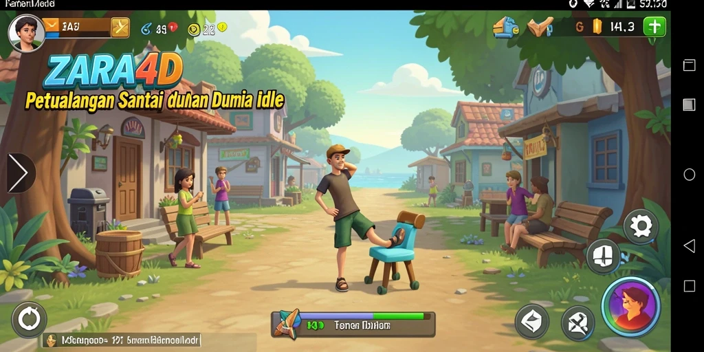 Screenshot ZARA4D menampilkan gameplay Idle yang menarik dan penuh warna.